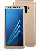 360 graden volledige dekking afneembare beschermhoes voor Galaxy A8 (2018), met gehard glasfolie (goud)