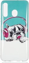 Headphone Puppy Pattern Noctilucent TPU Soft Case voor Galaxy A50
