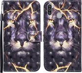 Voor Samsung Galaxy A11 / M11 Gekleurde Tekening Patroon Horizontale Flip Leren Case met Houder & Kaartsleuven & Portemonnee (Thunder Lion)