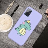 Voor Galaxy A51 Cartoon Animal Pattern Shockproof TPU Beschermhoes (Purple Crocodile Bird)