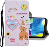 Voor Samsung Galaxy A71 Gekleurde tekening patroon Horizontale flip lederen tas met houder & kaartsleuven & portemonnee (beer)