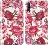 Voor Samsung Galaxy A70 & A70s 3D-schilderij Gekleurd tekeningpatroon Horizontaal Flip TPU + PU-lederen hoes met houder & kaartsleuven & portemonnee & lanyard (kleine rode bloem)