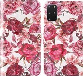 Voor Samsung Galaxy S20 + 3D-schilderij Gekleurd tekeningpatroon Horizontaal Flip TPU + PU-lederen hoes met houder & kaartsleuven & portemonnee & lanyard (kleine rode bloem)