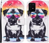 Voor Samsung Galaxy M80s / A91 / S10 Lite Gekleurde Tekening Patroon Horizontale Flip Leren Case met Houder & Kaartsleuven & Portemonnee (Bril Hond)