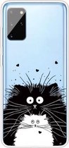 Voor Samsung Galaxy S20 + gekleurd tekeningpatroon zeer transparant TPU beschermhoes (zwart-witte rat)