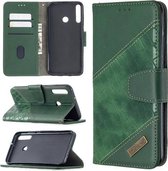 Voor Huawei Y7P Bijpassende kleur Krokodiltextuur Horizontale flip PU lederen tas met portemonnee & houder & kaartsleuven (groen)