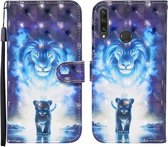 Voor Huawei Y6p 3D Geschilderd Patroon Horizontale Flip Leren Case met Houder & Portemonnee & Kaartsleuf & Lanyard (Leeuw)