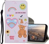 Voor Huawei Honor 9X Lite Gekleurde Tekening Patroon Horizontale Flip Leren Case met Houder & Kaartsleuven & Portemonnee (Smiley Beer)