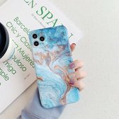 Marble Pattern TPU Fine Hole beschermhoes voor iPhone 12 (verguld blauw)