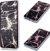 Voor Galaxy S10 Plating Marble Pattern Soft TPU beschermhoes (zwart goud)