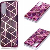 Voor Galaxy S20 Plating Marble Pattern Soft TPU beschermhoes (paars)