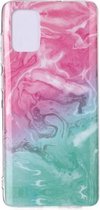 Voor Galaxy A71 Marble Pattern Soft TPU beschermhoes (roze groen)
