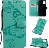 Voor Galaxy A51 Pressed Printing Butterfly Pattern Horizontale Flip PU lederen tas met houder & kaartsleuven & portemonnee & lanyard (groen)