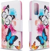 Voor Galaxy S20 Gekleurde tekening patroon Horizontale flip lederen tas met houder & kaartsleuven & portemonnee (vlinder)