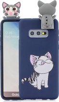 Voor Galaxy S10e Cartoon schokbestendige TPU beschermhoes met houder (kat)