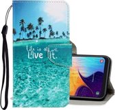 Voor Galaxy A70 3D Gekleurde Tekening Horizontale Flip PU Lederen Case met Houder & Kaartsleuven & Portemonnee (Kokospalm)