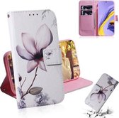 Voor Galaxy A51 Gekleurde tekening Horizontale flip lederen tas, met houder en kaartsleuven en portemonnee (Magnolia Flower)