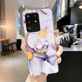 Voor Galaxy A51 Smooth Flower Series IMD TPU Case met opvouwbare houder (Qiuying KH1)