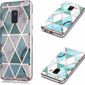 Voor Galaxy A8 (2018) Plating Marble Pattern Soft TPU beschermhoes (groen wit)