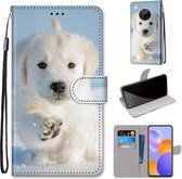 Voor Huawei Y9a Gekleurde Tekening Cross Textuur Horizontale Flip PU Leather Case met Houder & Kaartsleuven & Portemonnee & Lanyard (Sneeuw Puppy)