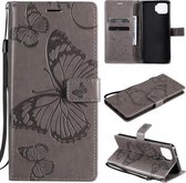 Voor OPPO F17 / A73 (2020) 4G 3D vlinders reliëfpatroon horizontaal flip lederen tas met houder & kaartsleuf & portemonnee (grijs)