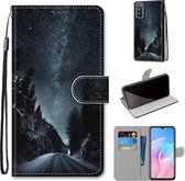 Voor Huawei Enjoy Z / 20 Pro Gekleurde Tekening Cross Textuur Horizontale Flip PU Lederen Case met Houder & Kaartsleuven & Portemonnee & Lanyard (Mountain Road Sterrenhemel)