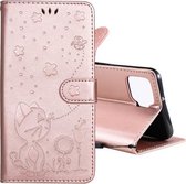 Voor OPPO F17 / A73 (2020) 4G Cat Bee Embossing Pattern Schokbestendige horizontale flip lederen tas met houder & kaartsleuven & portemonnee (roségoud)