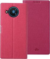 Voor Nokia 8.3 5G ViLi DMX-serie Schokbestendig TPU + PU-leer Magnetische attractie Horizontale flip-hoes met kaartsleuf en houder (rose rood)