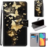 Voor Alcatel 1L (2021) Gekleurde tekening Cross Texture Horizontale Flip PU lederen tas met houder & kaartsleuven & portemonnee & lanyard (Golden Butterfly Group)