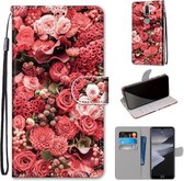 Voor Nokia 2.4 Gekleurde Tekening Cross Textuur Horizontale Flip PU Lederen Case met Houder & Kaartsleuven & Portemonnee & Lanyard (Pink Rose Garden)