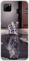 Voor OPPO Realme C11 Gekleurde tekening Clear TPU Cover Beschermende hoesjes (Reflection Cat Tiger)