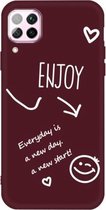 Voor Huawei P40 Lite 4G Geniet van Smiley Heart Pattern Shockproof TPU Case (Wine Red)