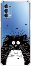 Voor OPPO Reno4 Gekleurde tekening Clear TPU Cover Beschermhoesjes (Zwart-witte Rat)