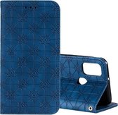 Voor Samsung Galaxy M30s / M21 Lucky Flowers Embossing Pattern Magnetische Horizontale Flip Leather Case met houder & kaartsleuven (donkerblauw)