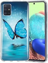 Voor Samsung Galaxy A51 5G Lichtgevende TPU mobiele telefoon beschermhoes (vlinder)