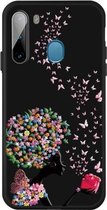 Voor Galaxy A21 Pattern Printing Embossment TPU Mobile Case (Corolla Girl)