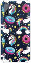 Voor Galaxy A01 schokbestendig geverfd transparant TPU beschermhoes (cake paard)