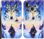 Voor Samsung Galaxy A20 / A30 Gekleurde Tekening Patroon Horizontale Flip Leren Case met Houder & Kaartsleuven & Portemonnee (Sunrise Wolf)