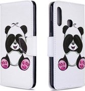 Voor Galaxy A70e Gekleurde tekening Horizontale lederen flip case met houder & kaartsleuven & portemonnee (Panda)