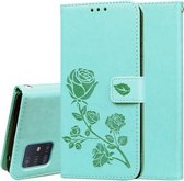 Voor Galaxy A81 / Note 10 Lite Rose reliëf horizontale flip PU lederen tas met houder & kaartsleuven & portemonnee (groen)