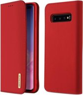 DUX DUCIS WISH-serie TPU + PU + lederen hoes voor Galaxy S10 Plus, met kaartsleuven en portemonnee (rood)