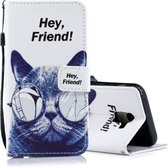 Cool Cat Pattern horizontale flip lederen hoes voor Galaxy J6 (2018), met houder en kaartsleuven en portemonnee