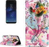 Voor Galaxy S8 + / G955 Gloss Oil Reliëf Bloem Olifant Patroon Horizontale Flip Leren Case met Houder & Kaartsleuven & Portemonnee & Fotolijst