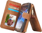 CaseMe for Galaxy S7 / G930 multifunctionele lederen billfold met afneembare magnetische pc-beschermhoes & 13 kaartsleuven & 1 fotolijsten & 1 ritsportemonnee & 2 magnetische sluitingen & hou