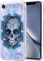 Goudfoliestijl Dropping Glue TPU zachte beschermhoes voor iPhone XR (schedel)