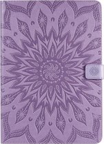 Voor iPad 10.2 / Pro 10.5 / Air 2019 Pressed Printing Sun Flower Pattern Horizontale Flip lederen tas met houder & kaartsleuven & portemonnee (paars)