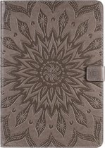 Voor iPad 10.2 / Pro 10.5 / Air 2019 Pressed Printing Sun Flower Pattern Horizontale Flip Leather Case met houder & kaartsleuven & portemonnee (grijs)