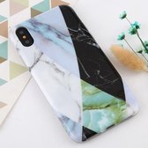 Voor iPhone X / XS TPU-beschermhoes met marmerpatroon (groene textuur)