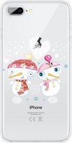 Christmas Series Clear TPU beschermhoes voor iPhone 8 Plus / 7 Plus (paar sneeuwpop)