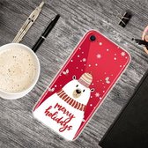 Christmas Series Clear TPU beschermhoes voor iPhone SE (2020) / 8/7 (sjaal White Bear)